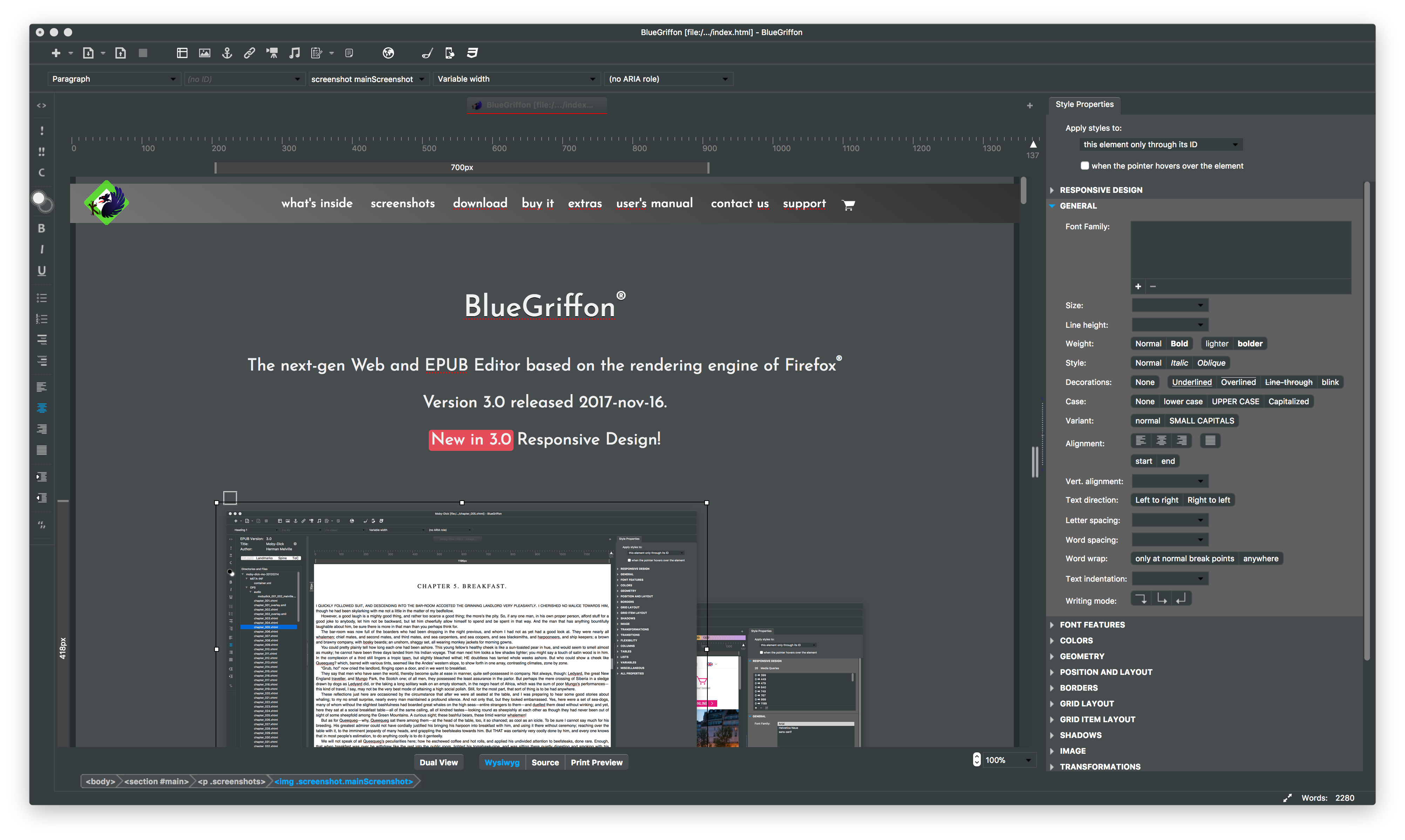 BlueGriffon editing this web site